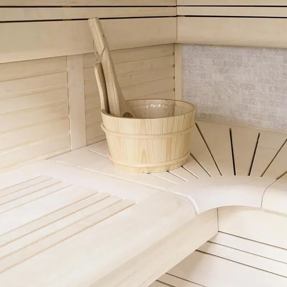 Luxor 220 Outdoor Sauna (White Stone) – 4 Person | Steam & Oak