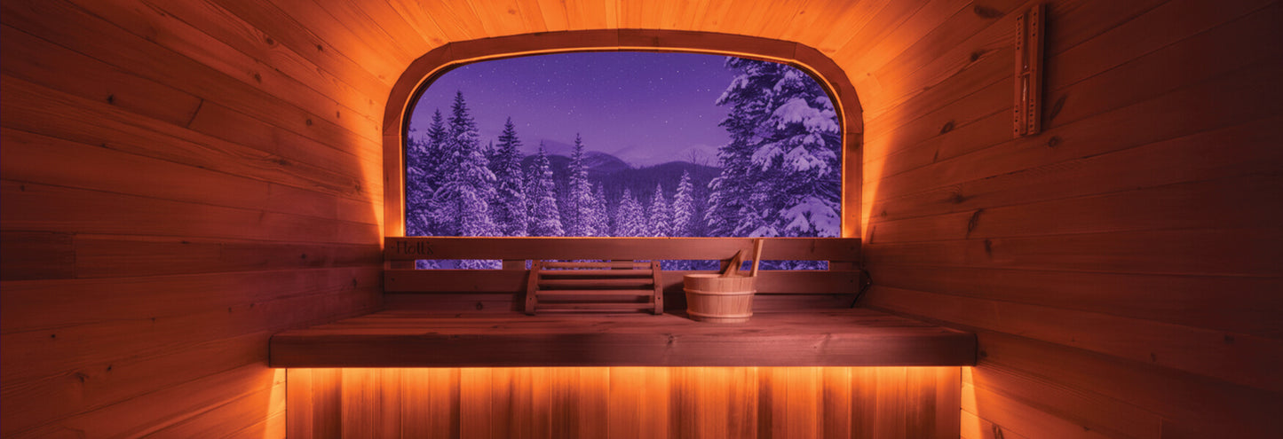 Holl's Hestia Lounge outdoor sauna with terrace