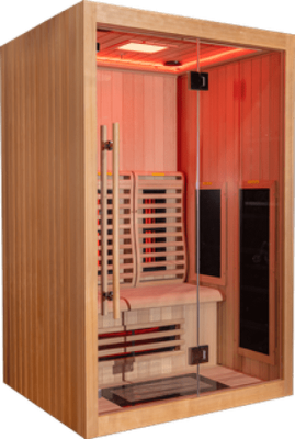 Angled front view of Studio infrared sauna (SRA100-A).