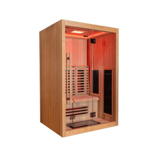 Angled front view of Studio infrared sauna (SRA100-A).