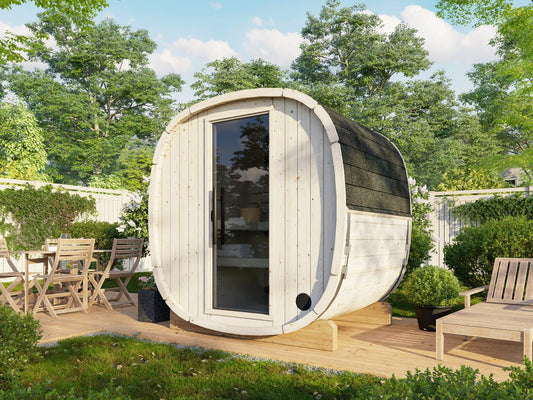 Koda 160 compact garden sauna in Nordic spruce