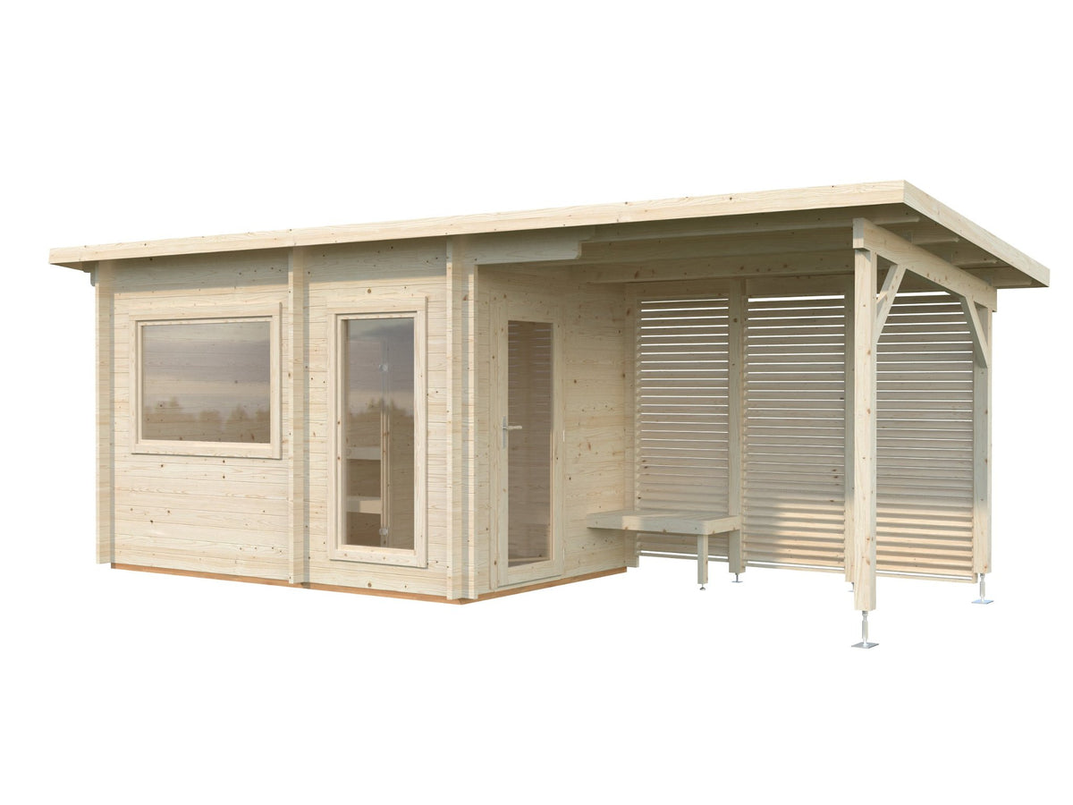 Leil 650 Canopy sauna in natural spruce