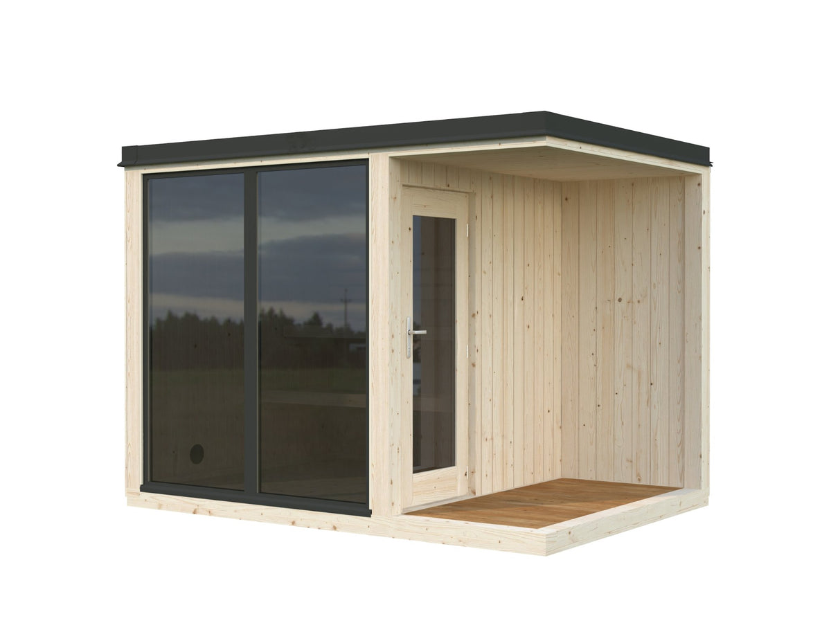 Valgus 320 modern sauna with tinted glass front