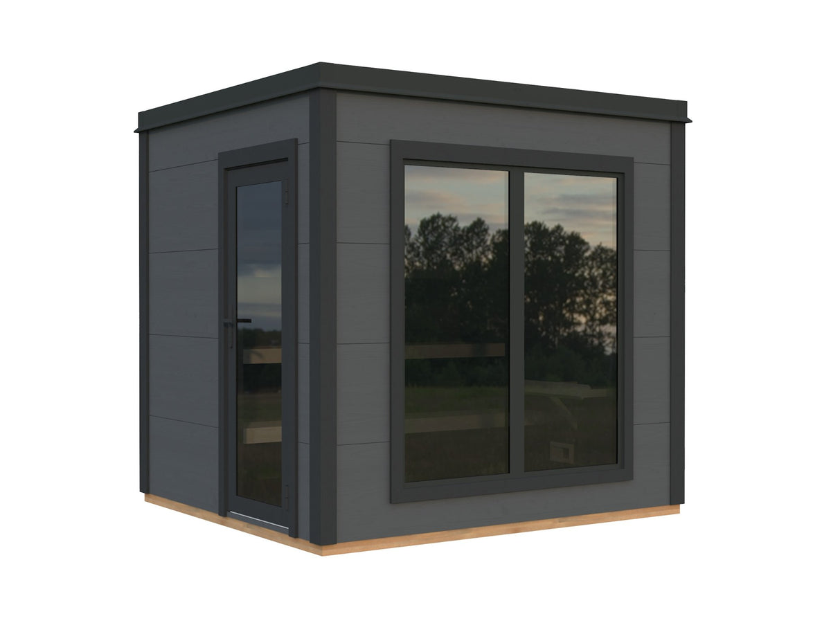 Kivi 250 sauna house, factory painted dark grey with anthracite trim