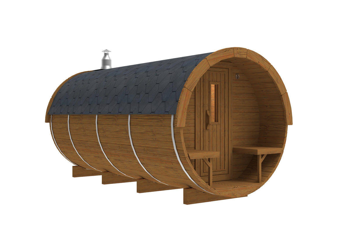 Holvi 480 with covered terrace and stainless steel bands