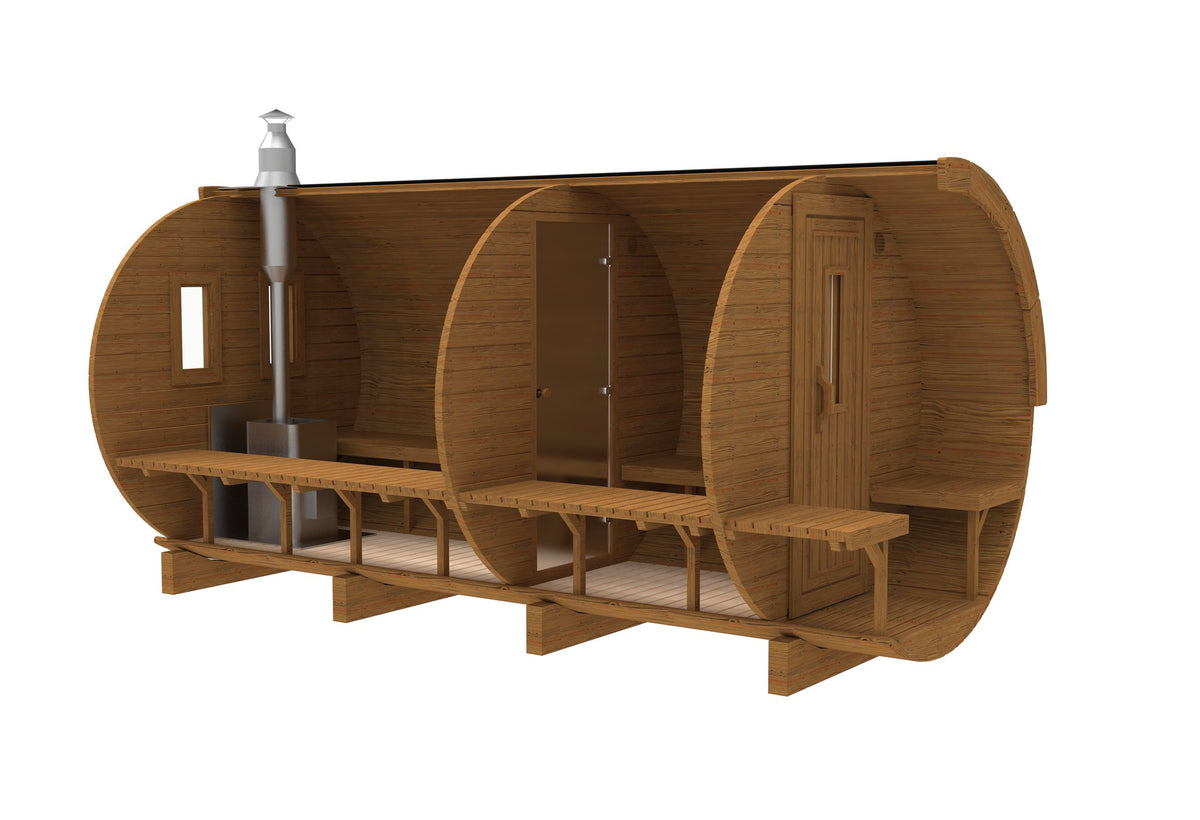 Holvi 480 cutaway shown with a wood fired stove