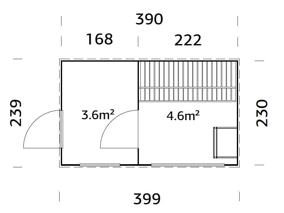 Kivi 390 sauna dimensions