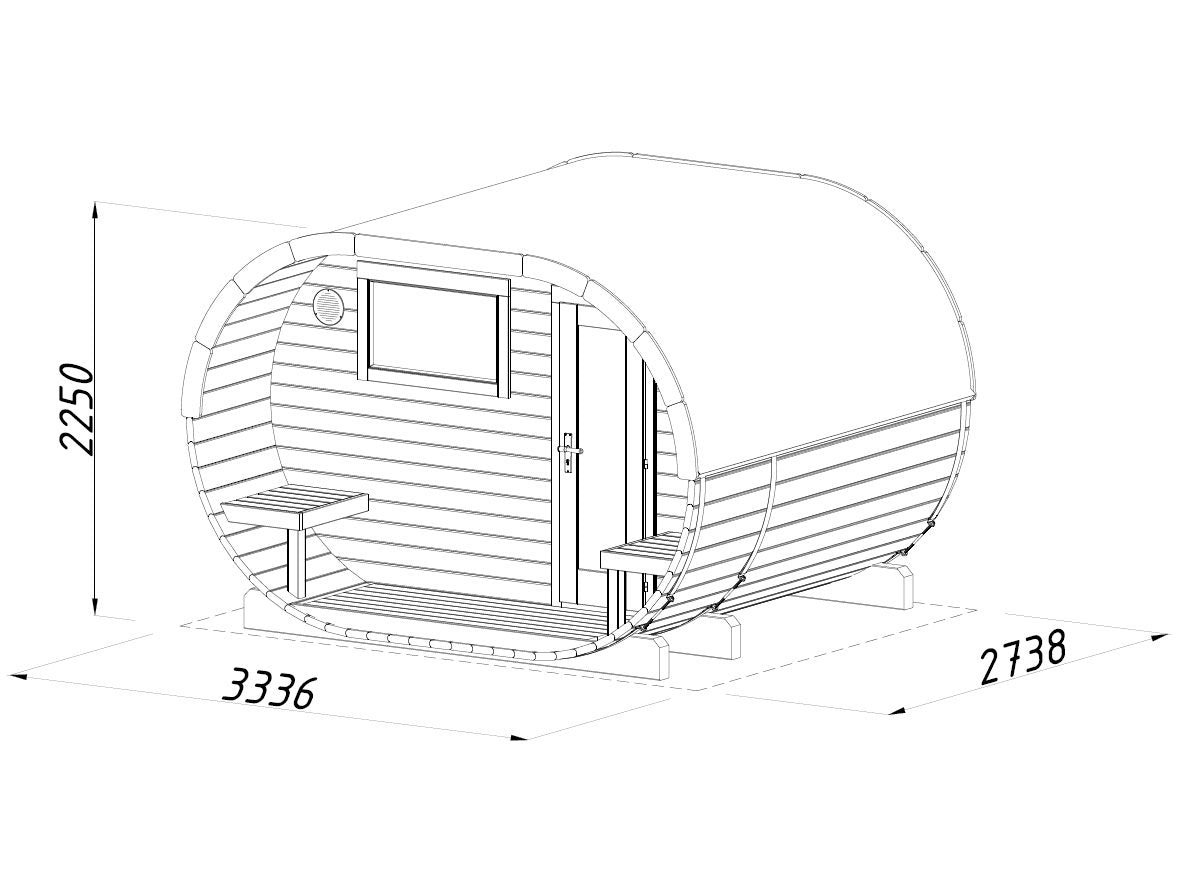 Laine 330 oval sauna dimensions