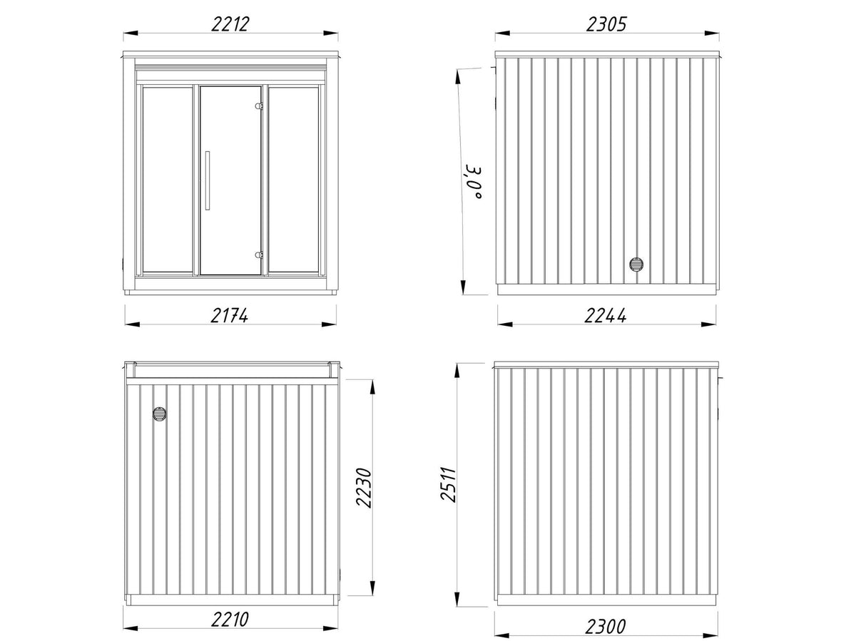 Meri 230 sauna dimensions