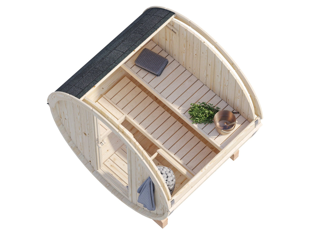 Vaat 200 barrel sauna cutaway