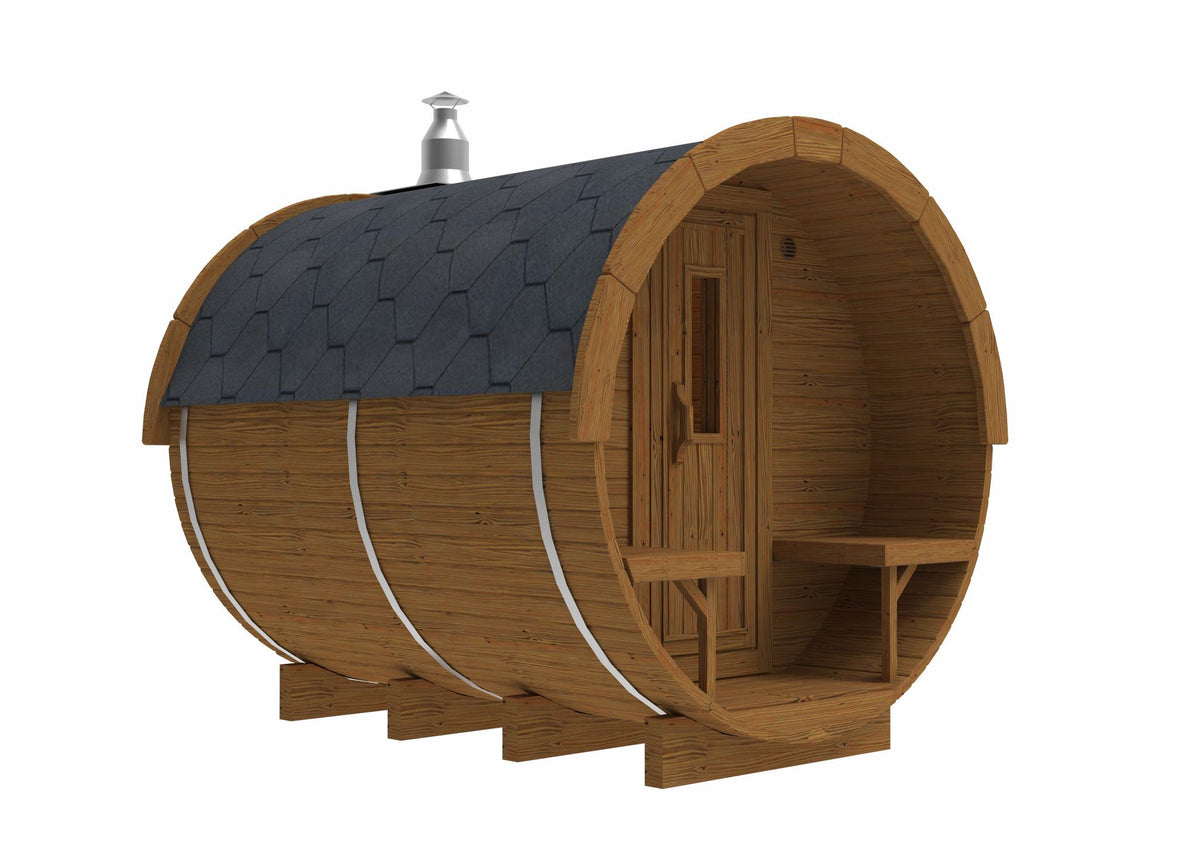 Holvi 240 with covered 60cm terrace and stainless steel bands
