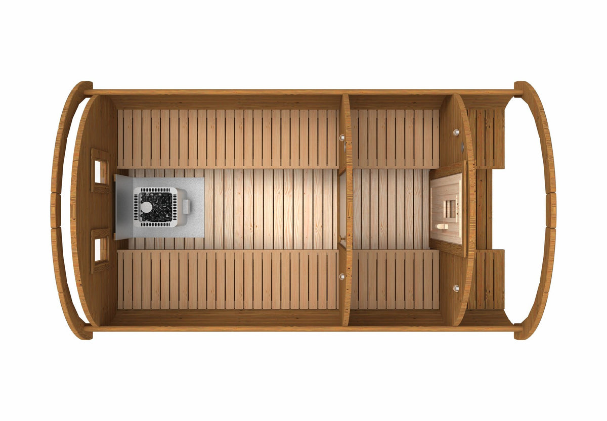 Holvi 400 top view showing terrace, changing room and hot room