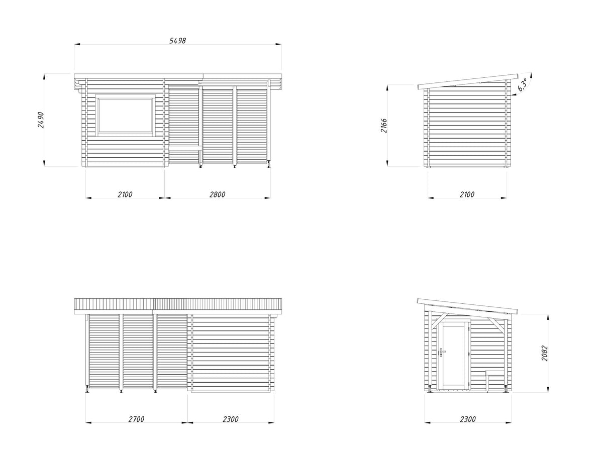 Leil 510 Canopy sauna from four sides