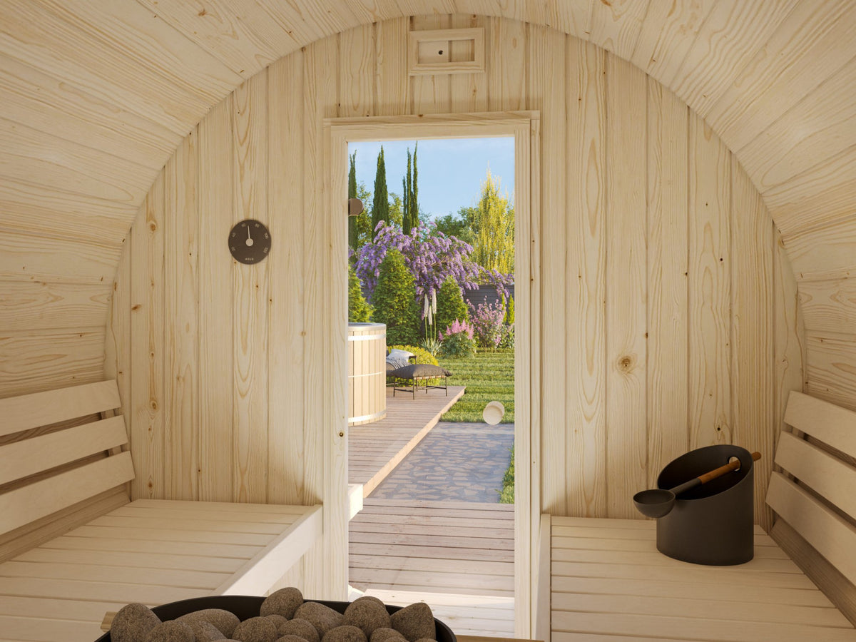 Inside the Vaat 250 barrel sauna