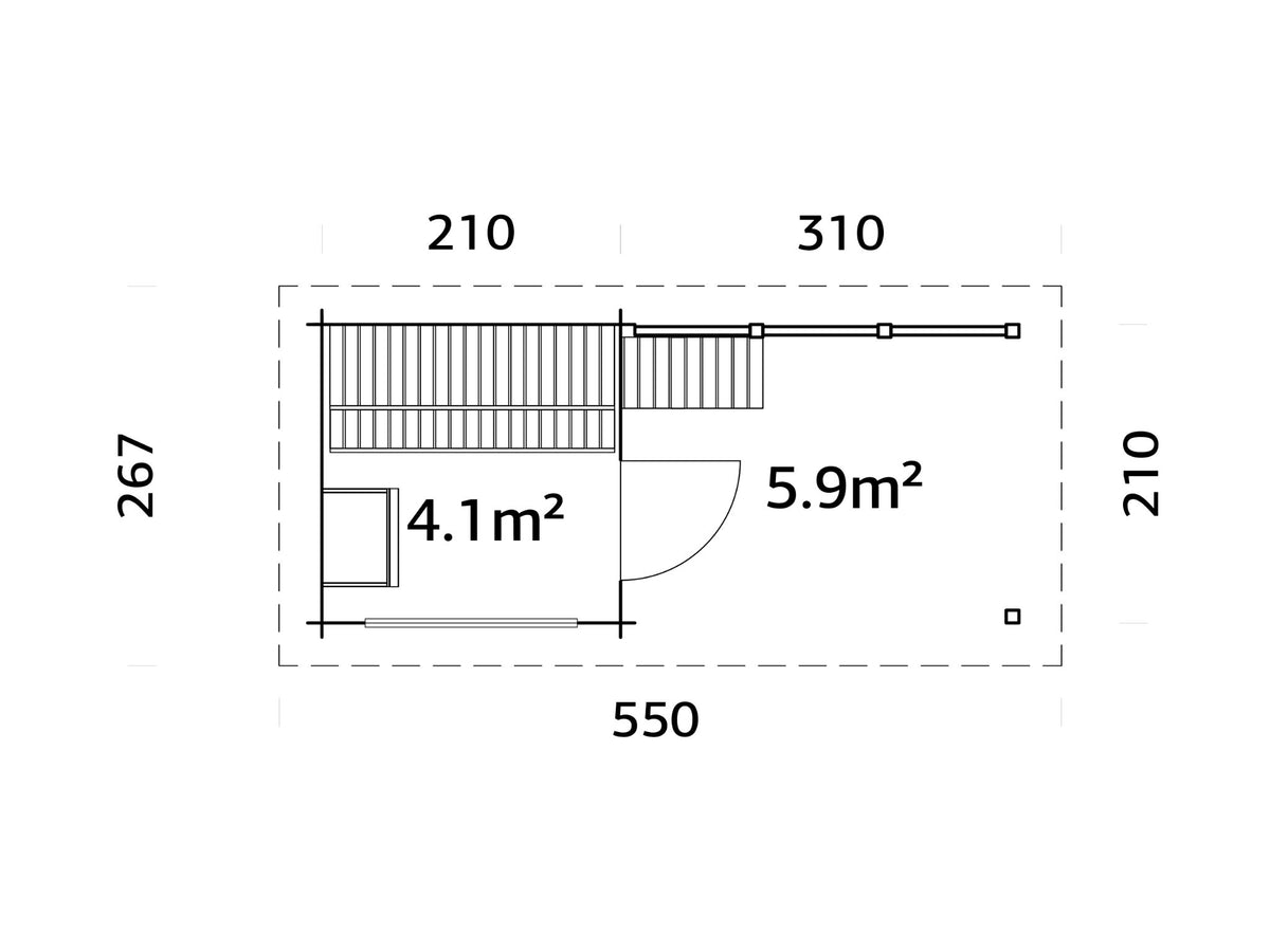 Leil 510 Canopy sauna dimensions