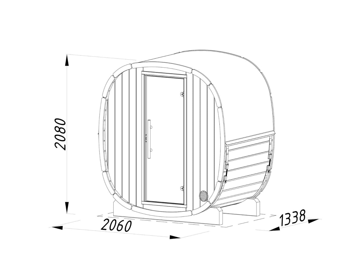 Koda 130 sauna dimensions from four sides