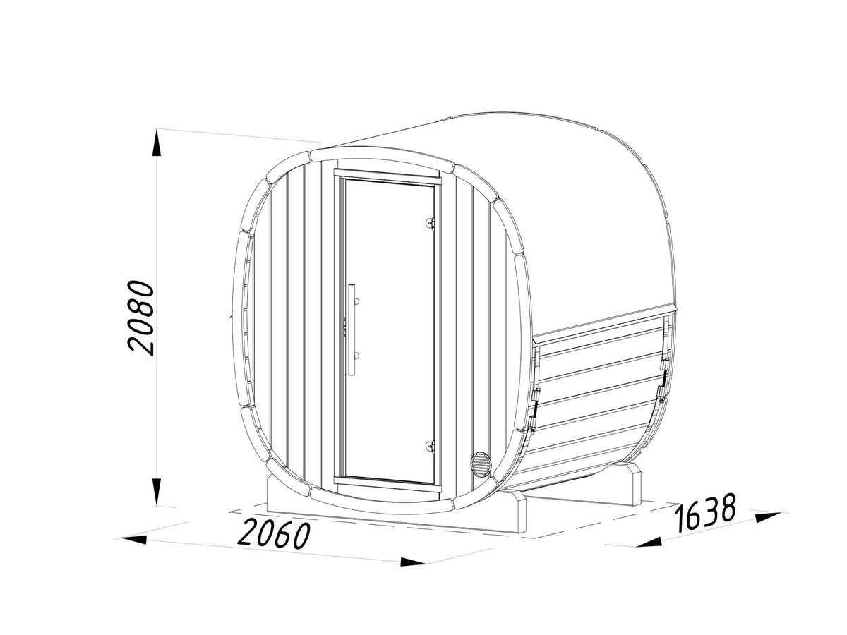 Koda 160 sauna dimensions from four sides