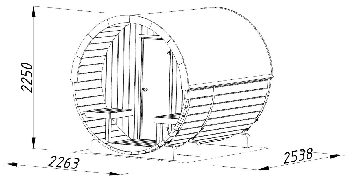 Vaat 250 barrel sauna dimensions