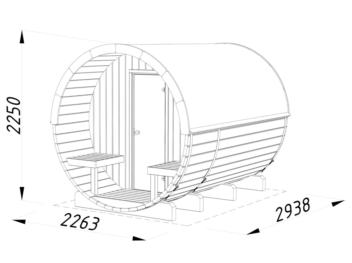Vaat 290 barrel sauna dimensions