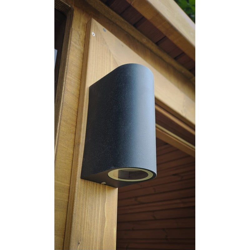 Harvia exterior wall light fitted to the 1.6m Cube Sauna