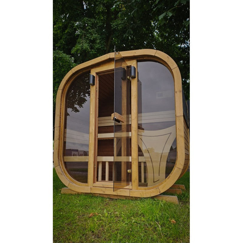 1.6m Cube Sauna glass front door and toughened glass panels