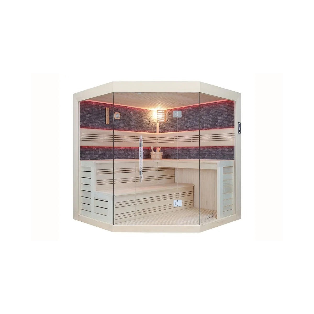 Luxor 220 Outdoor Sauna (Black Stone) – 4 Person | Steam & Oak