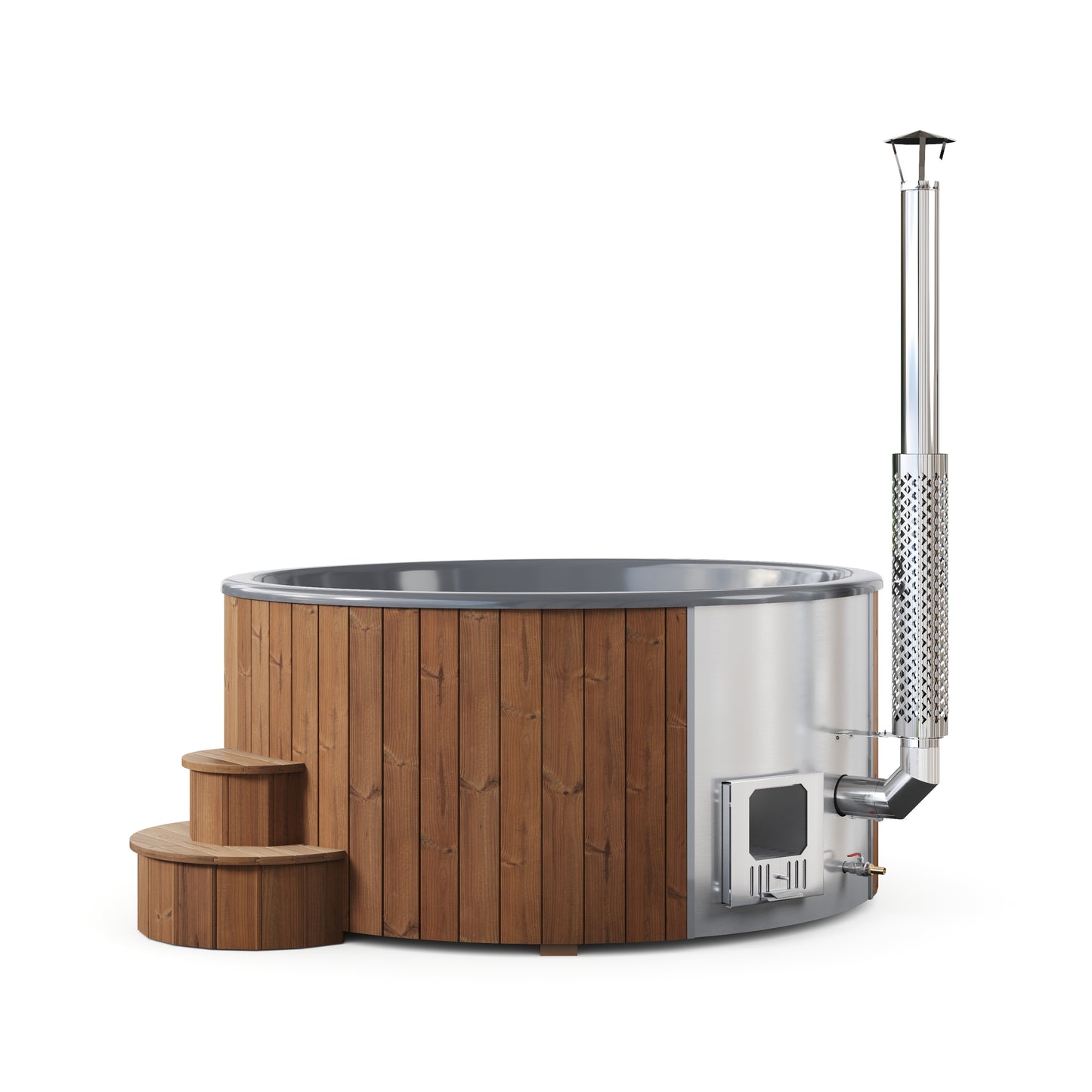 Hehku 1650 XL wood-fired hot tub, natural finish