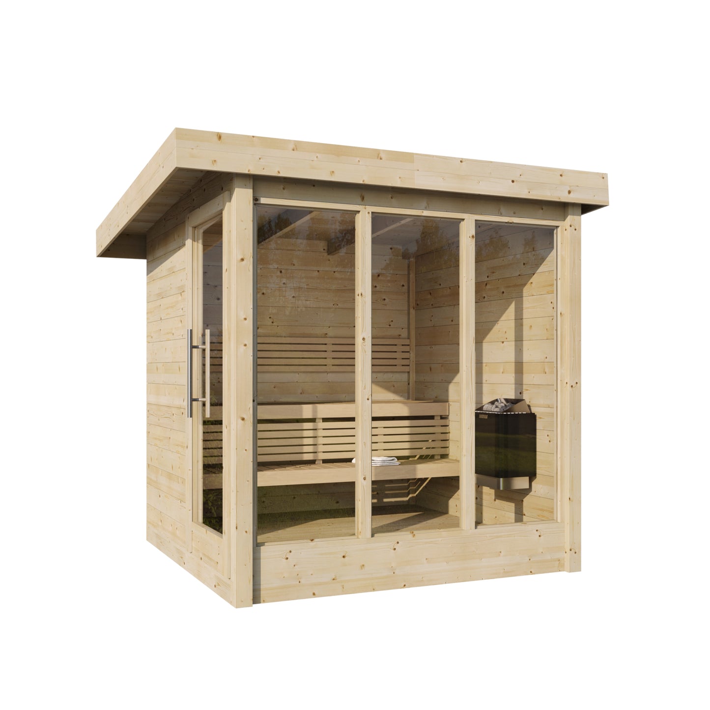 Honka 215 sauna cabin three-quarter view