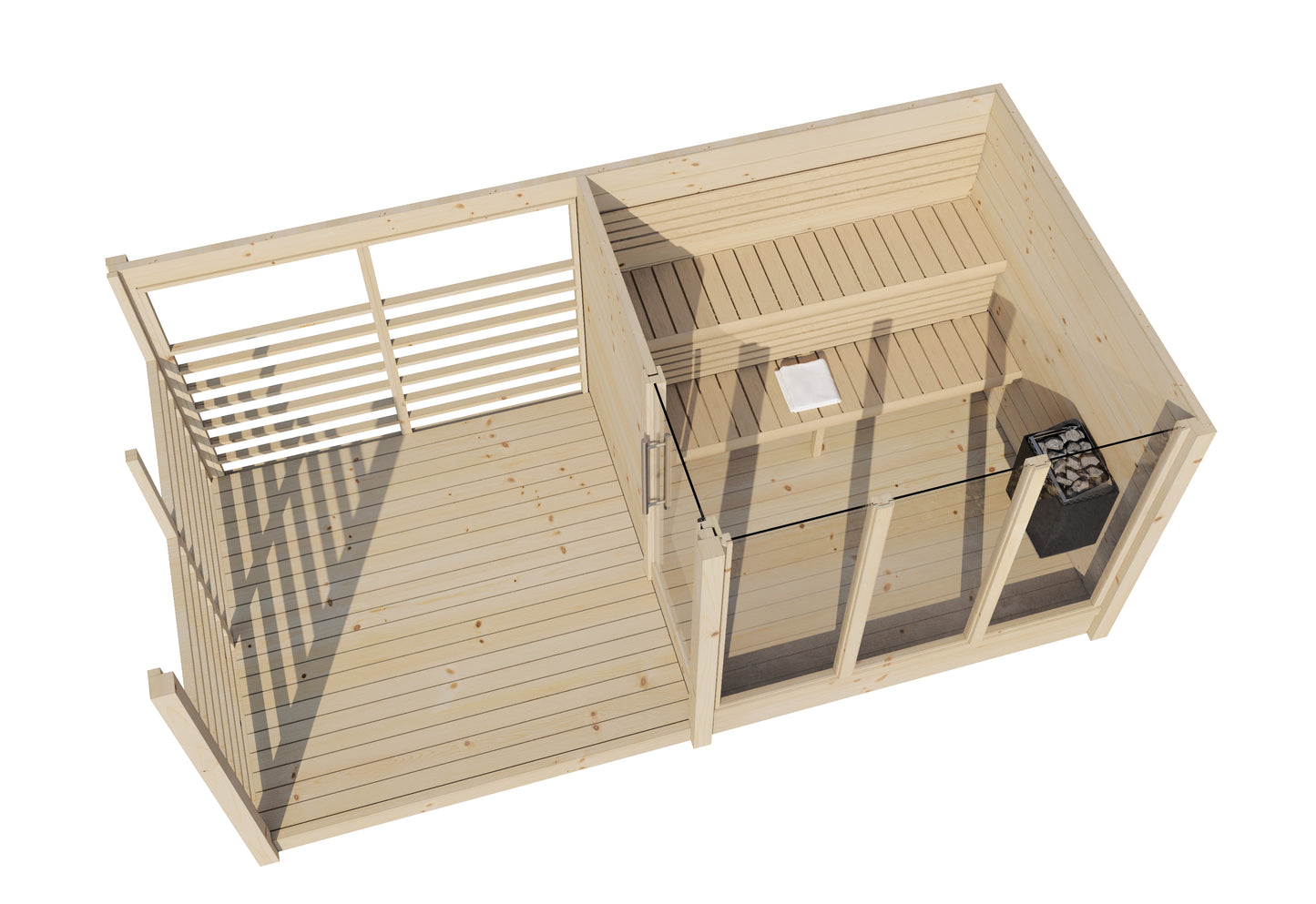 Honka 215 Terrace sauna cabin side elevation