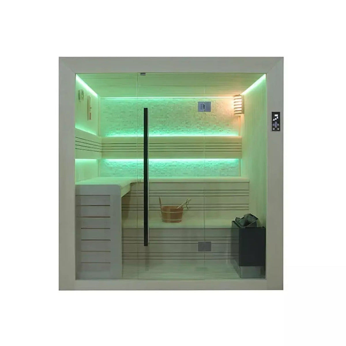 Luxor 220 Outdoor Sauna (White Stone) – 4 Person | Steam & Oak
