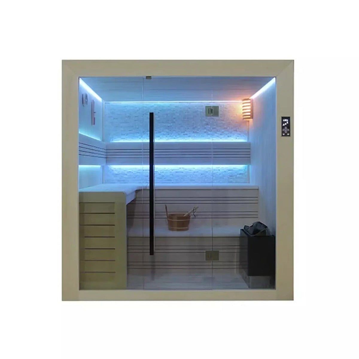 Luxor 220 Outdoor Sauna (White Stone) – 4 Person | Steam & Oak