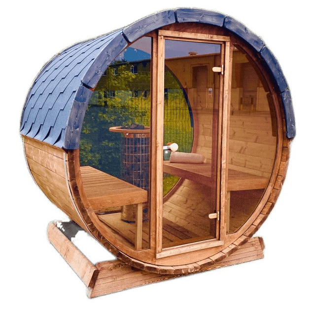 Barrel Sauna 210 6.6kW Harvia Heater & Katepal Roof