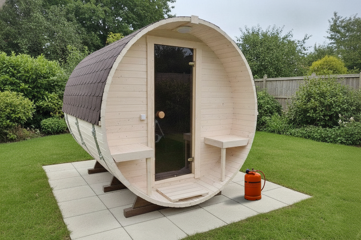 & Gas Barrel Sauna 2.4m Porch