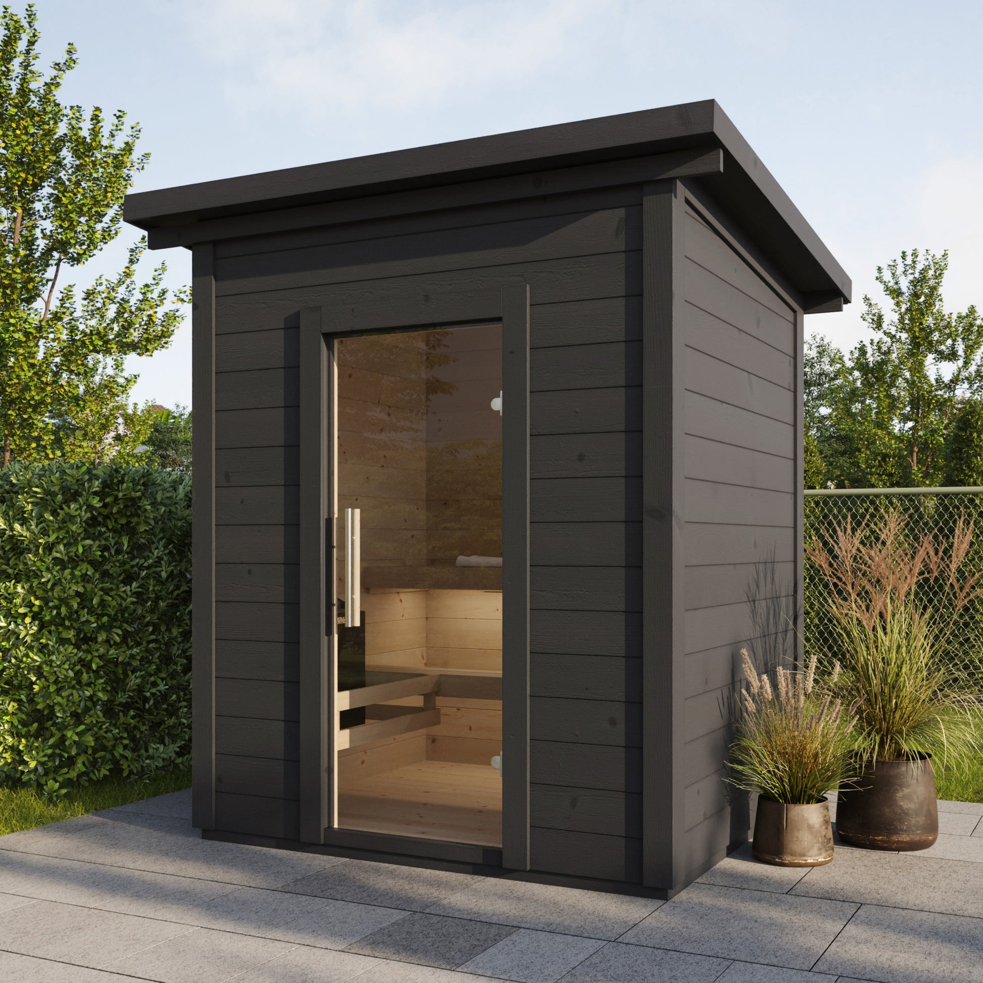 Honka 180 sauna cabin in grey finish