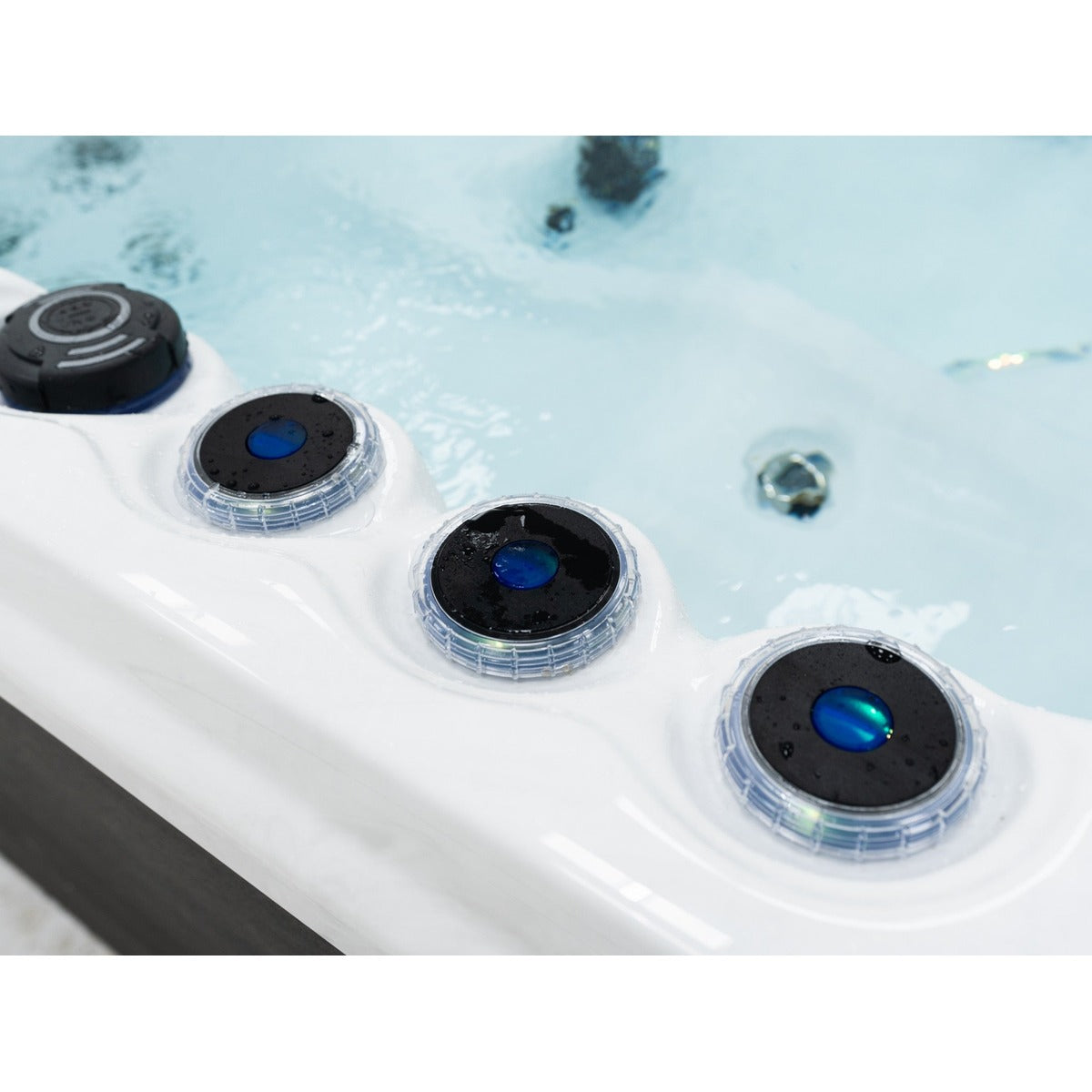 Elysium Dual 7 Plug & Play Hot Tub — 5 Person with Dual Loungers | Steam & Oak