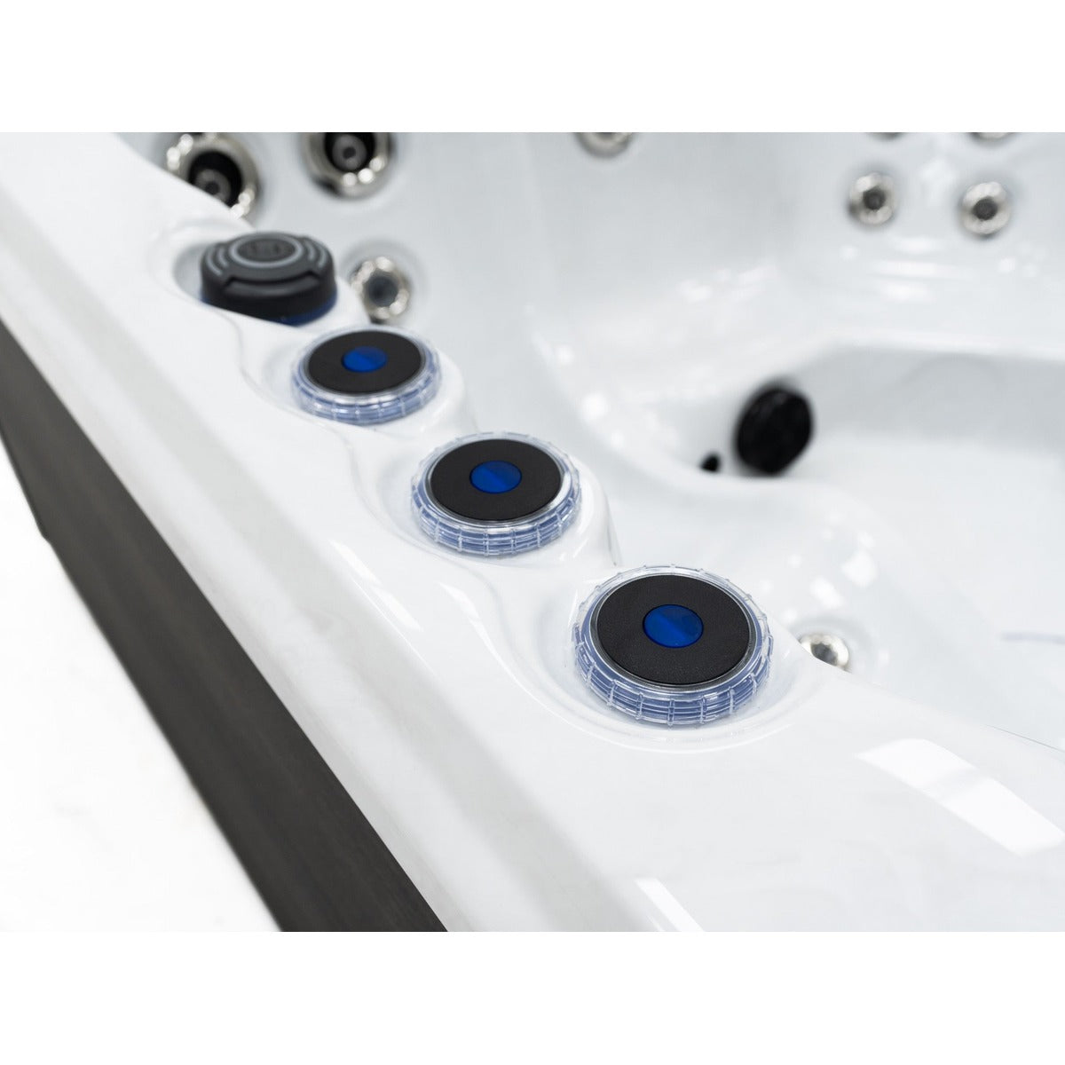 Elysium Dual 7 Plug & Play Hot Tub — 5 Person with Dual Loungers | Steam & Oak