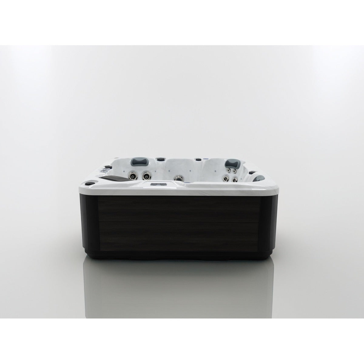 Elysium Dual 7 Plug & Play Hot Tub — 5 Person with Dual Loungers | Steam & Oak