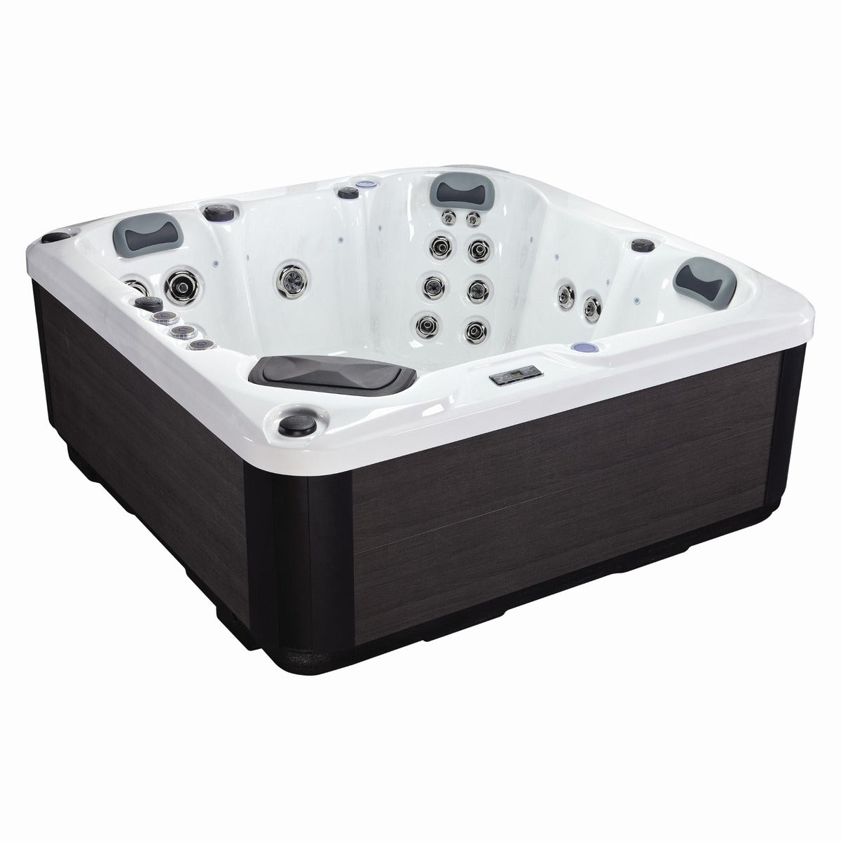 Elysium Dual 7 Plug & Play Hot Tub — 5 Person with Dual Loungers | Steam & Oak