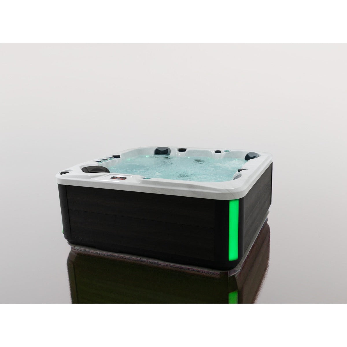 Elysium Dual 7 Plug & Play Hot Tub — 5 Person with Dual Loungers | Steam & Oak