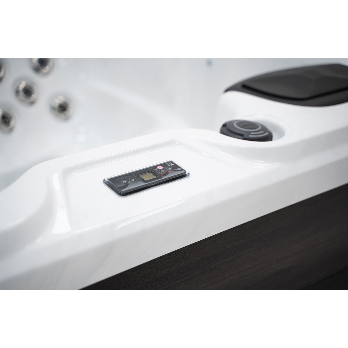 Elysium 6 Plug & Play Hot Tub — 6 Person with Lounger | Steam & Oak