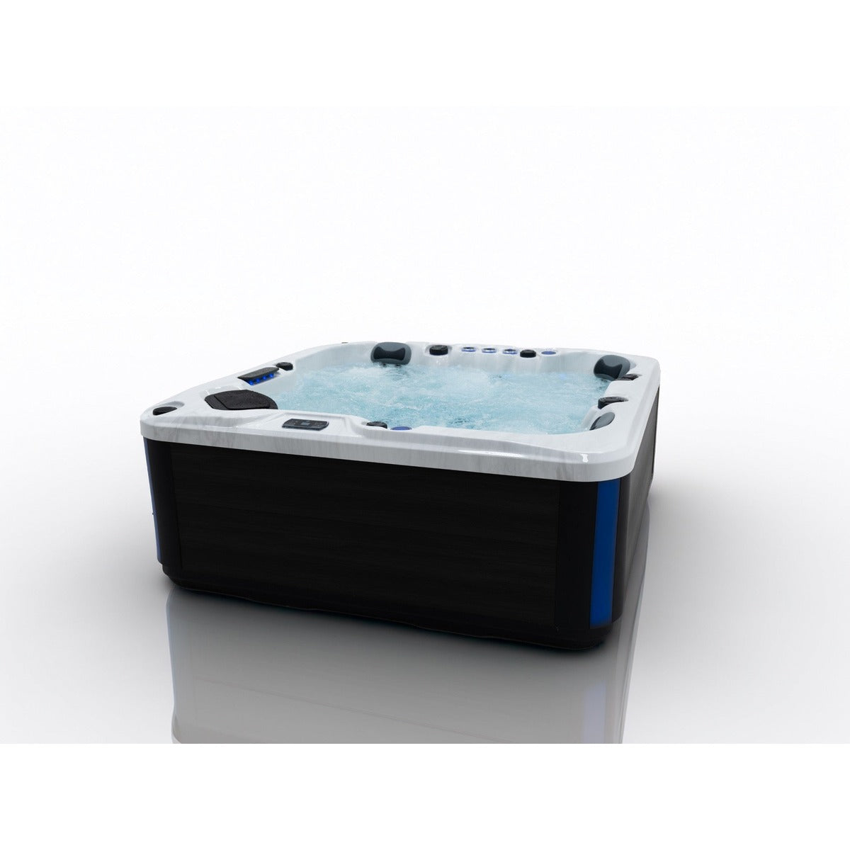 Elysium Dual Max Hot Tub — 5 Person 32A Premium Spa with Dual Loungers & 75 Jets | Steam & Oak