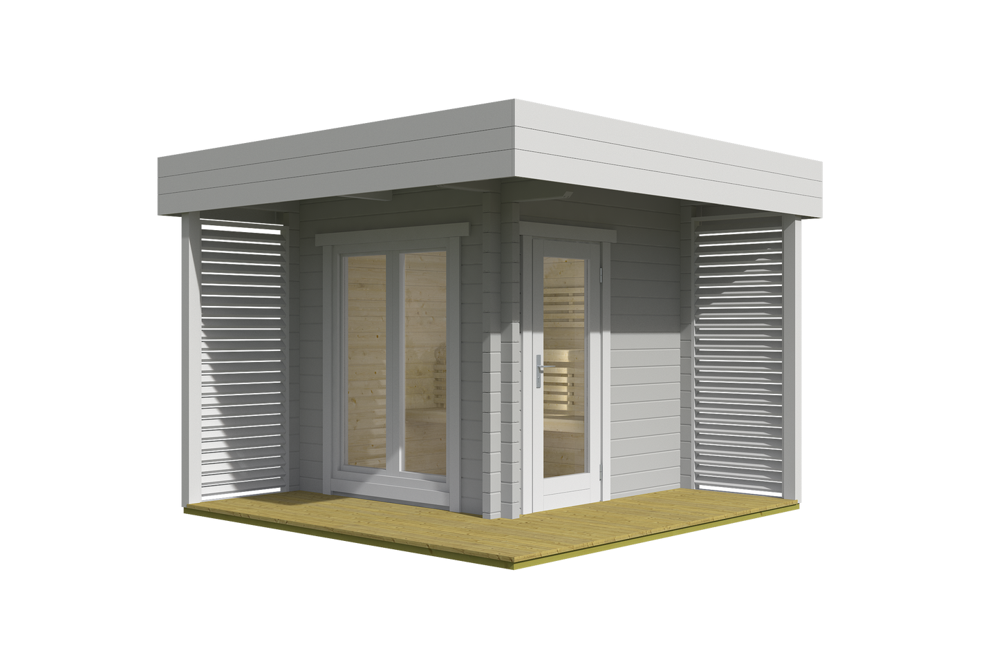 Honka 200 sauna cabin in grey, cut-out elevation