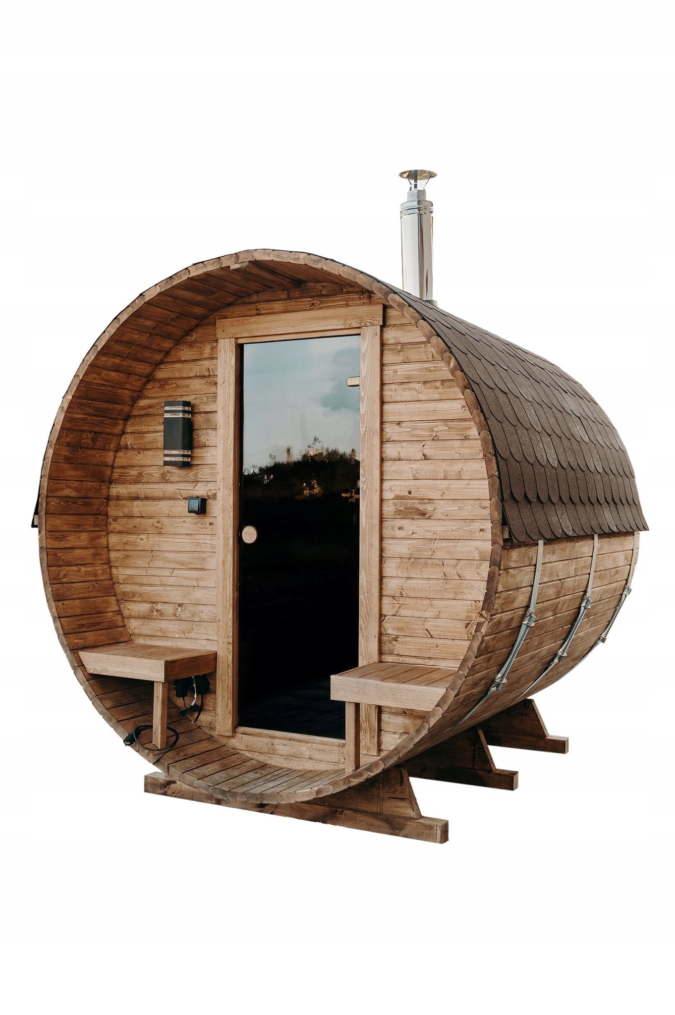 Steam & Oak Barrel Sauna 2.4m with Porch