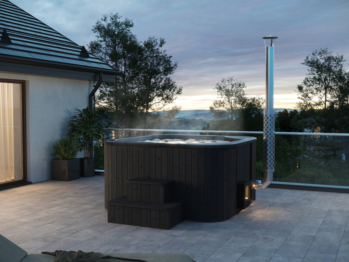 Hehku 1500 wood-fired hot tub, Black Edition