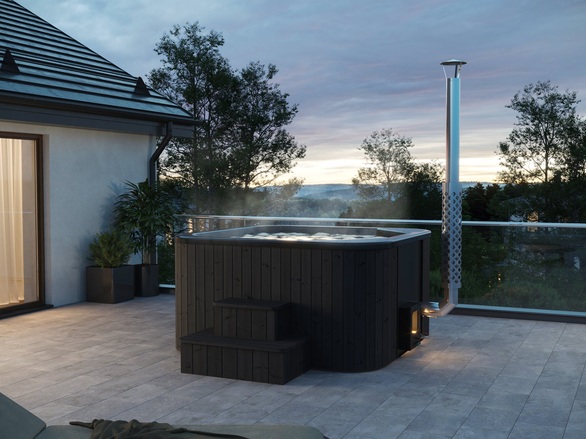 Hehku 1500 wood-fired hot tub, Black Edition