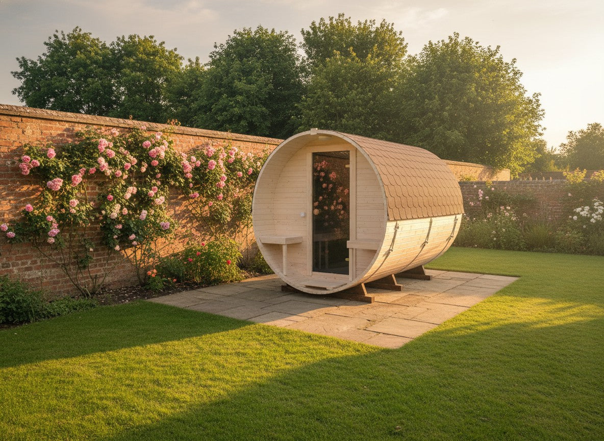 Steam & Oak Barrel Sauna 2.4m with Porch