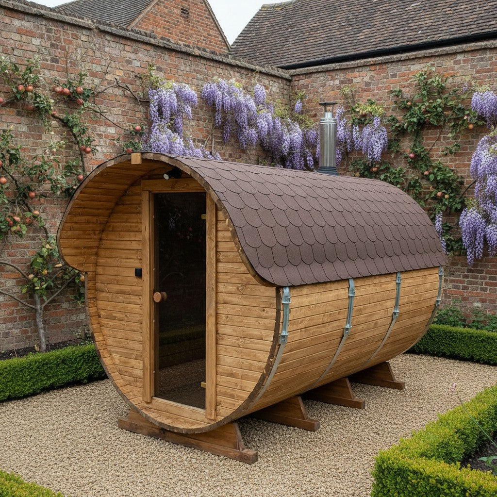 Steam & Oak Barrel Sauna 3m Canopy + Anteroom