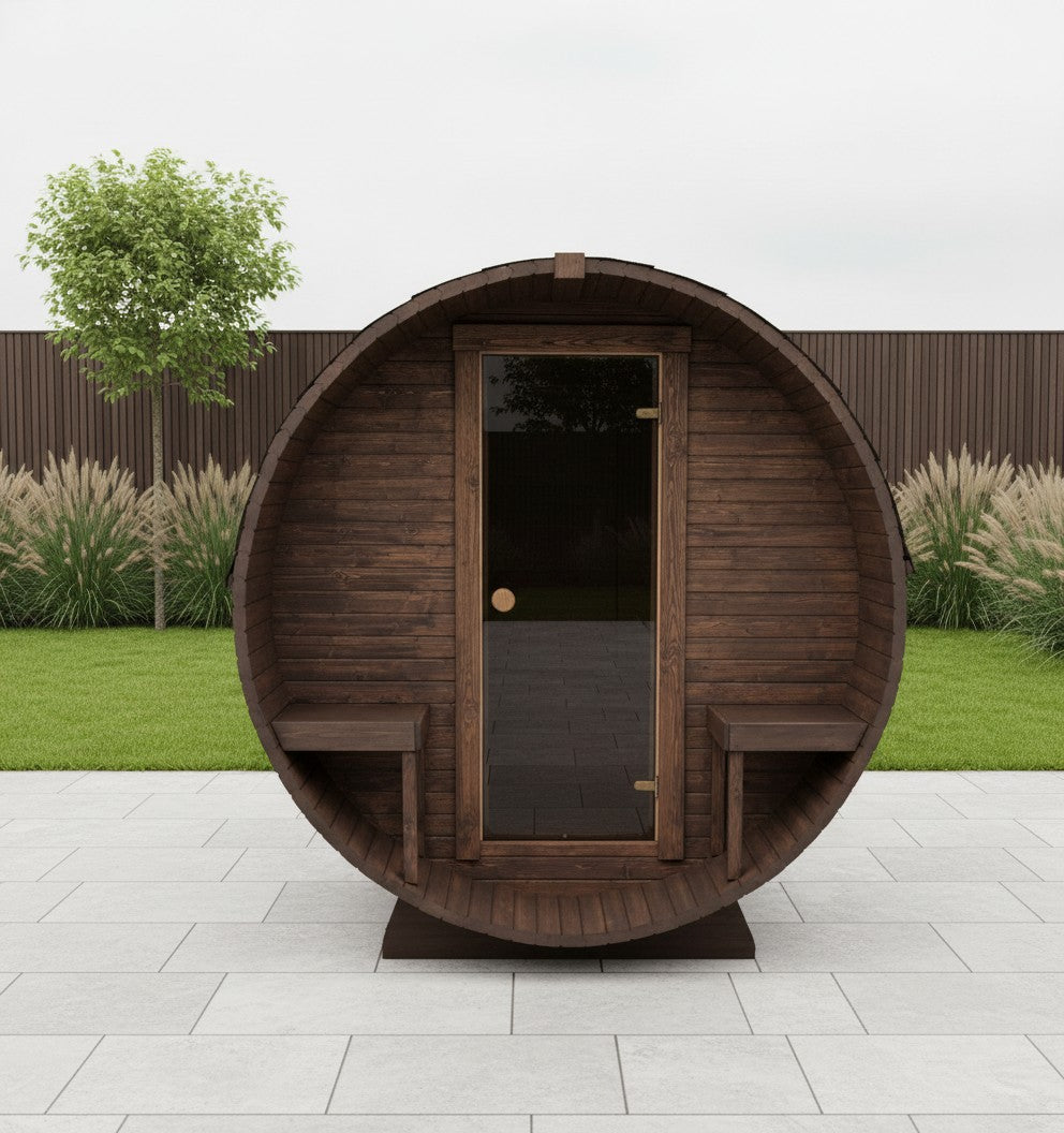 Steam & Oak Barrel Sauna 2.4m with Porch