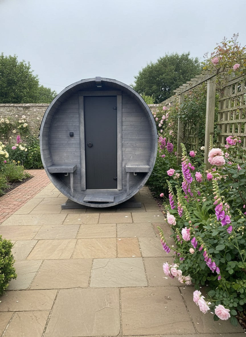 Steam & Oak Barrel Sauna 2.4m with Porch