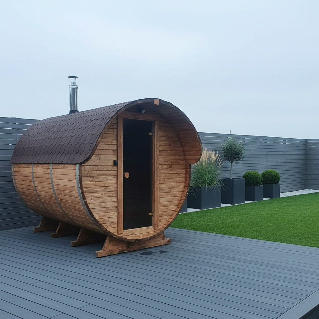 Steam & Oak Barrel Sauna 3m Canopy + Anteroom